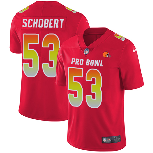 Nike Browns #53 Joe Schobert Red Men's Stitched NFL Limited AFC 2018 Pro Bowl Jersey - Click Image to Close